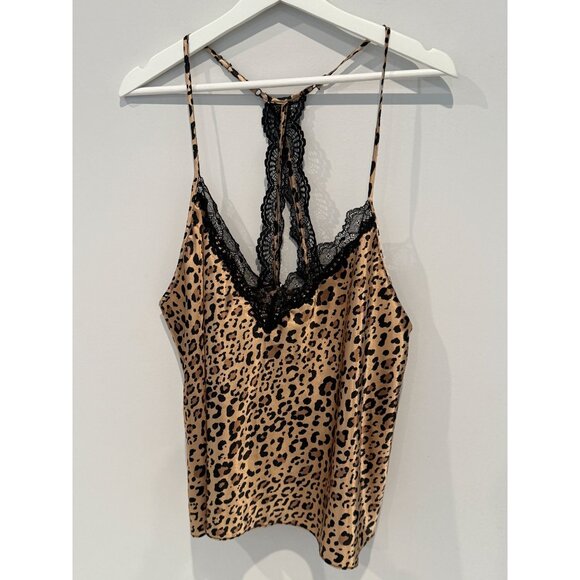 In Bloom By Jonquil Women Satin Pajama Tank Top Plus Size 2X Brown Leopard Print - Picture 1 of 10